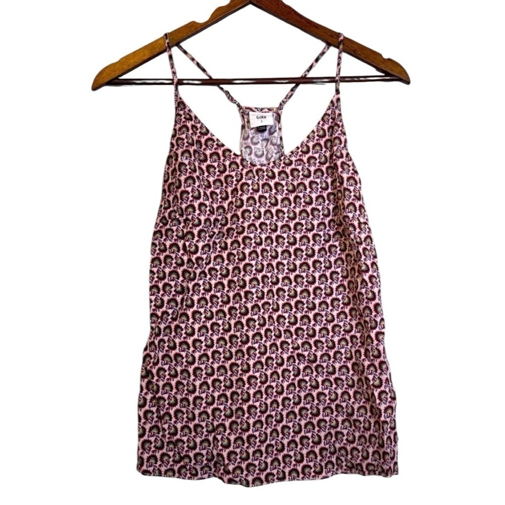 CAbi Poem Cami Tile Print Razorback Halter Tank Blouse Woman’s Size Small